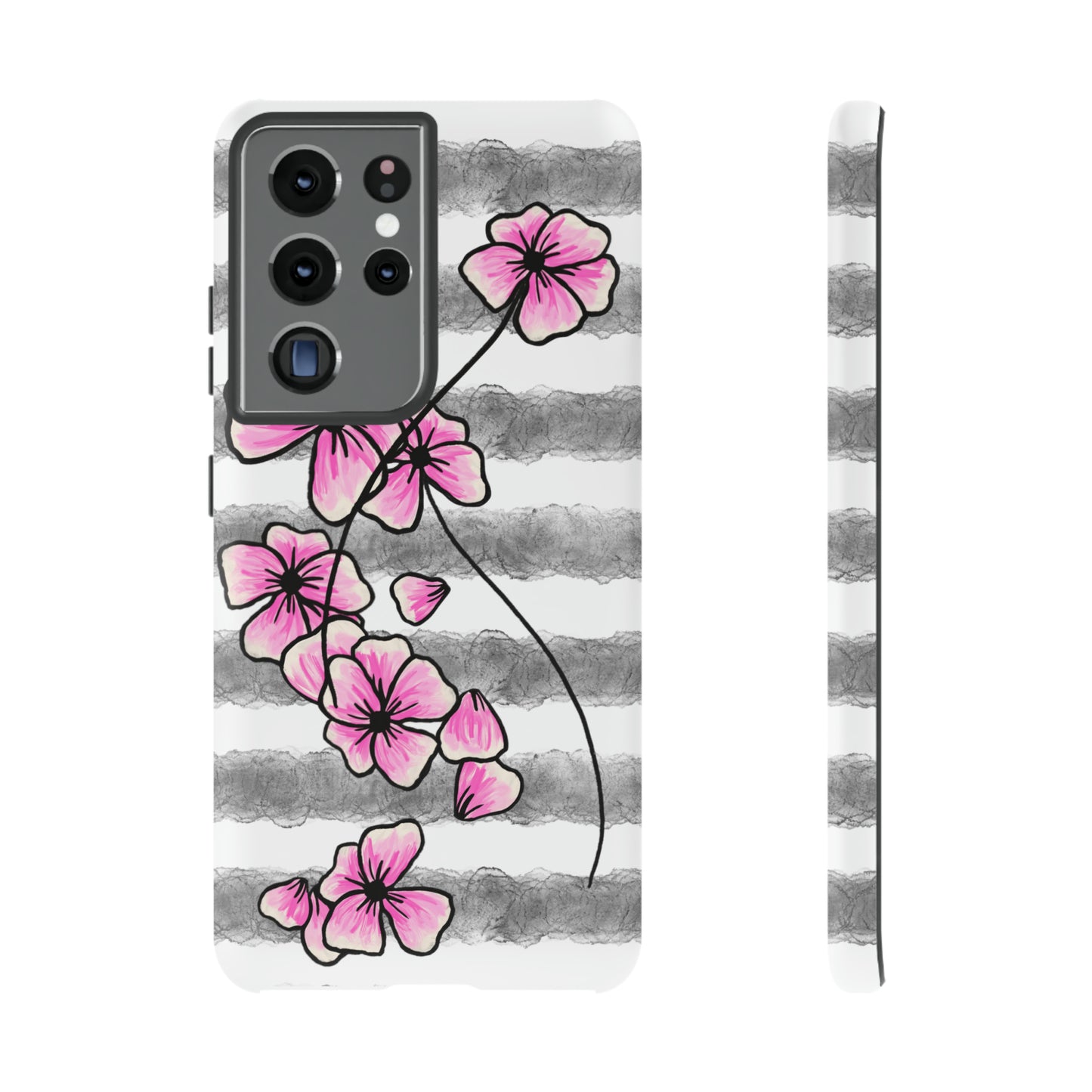 Pink Flowers - Stripes Phone Case