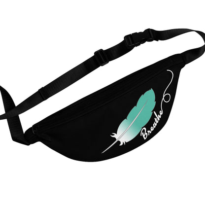 Blue & White Feather Fanny Pack - “Breathe”